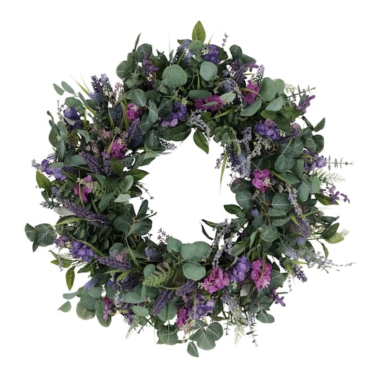 30&#x22; Lavender &#x26; Eucalyptus Floral Spring Wreath